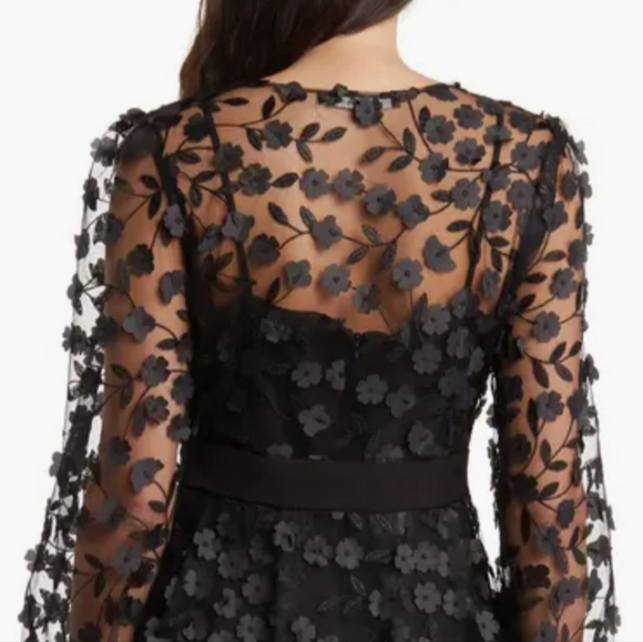 Julia Jordan Women's Black Floral Overlay Jacket & Belted Jumpsuit - Picture 4 of 17